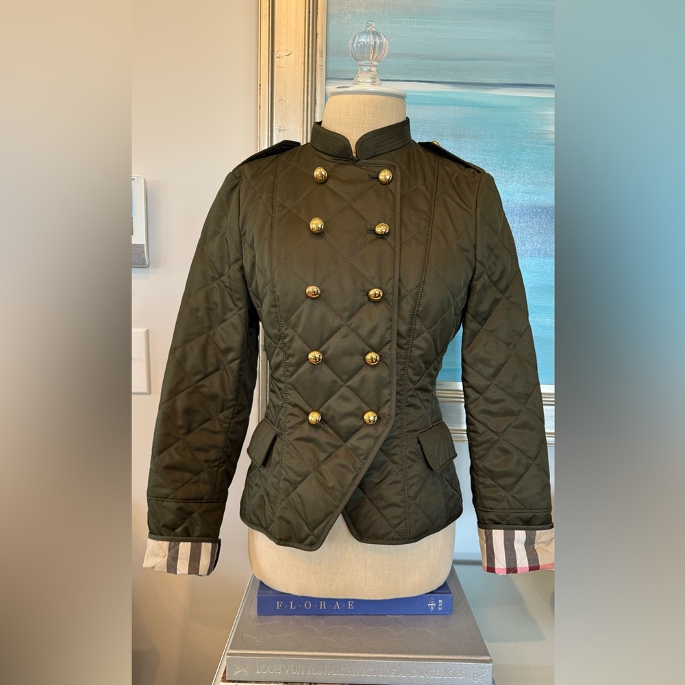 X SOLD X Burberry Olive Quilted Military Jacket